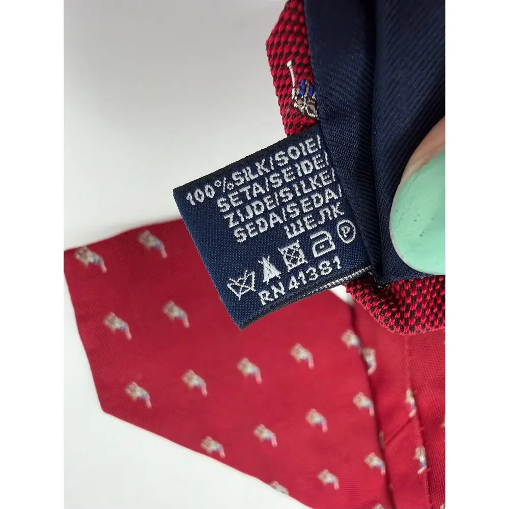 POLO RALPH LAUREN Vintage 1990s All-Over Polo Pony Silk Tie in Burgandy